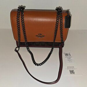 COACH KLARE Shoulder Bag Purse in Pebbled Color Block Leather Sunset Multi Chain
